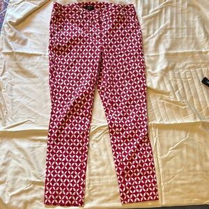 LOFT Red and White Patterned Pants